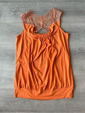 Y2K Enigma Orange Ruffle Neck and Butterfly Lace Back
